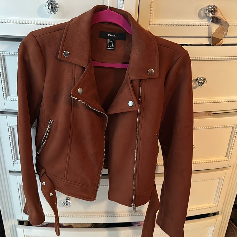 Faux Suede Moto Jacket size small
